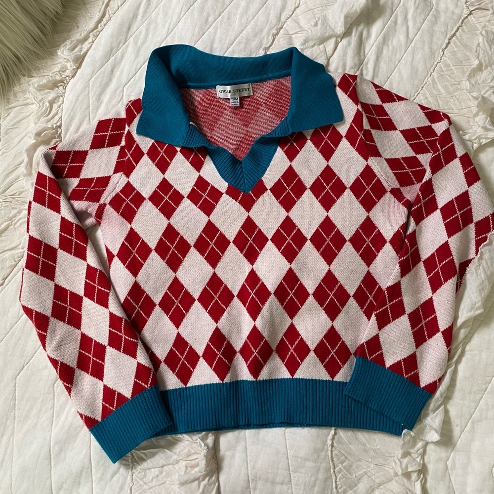 Argyle Cropped Sweater